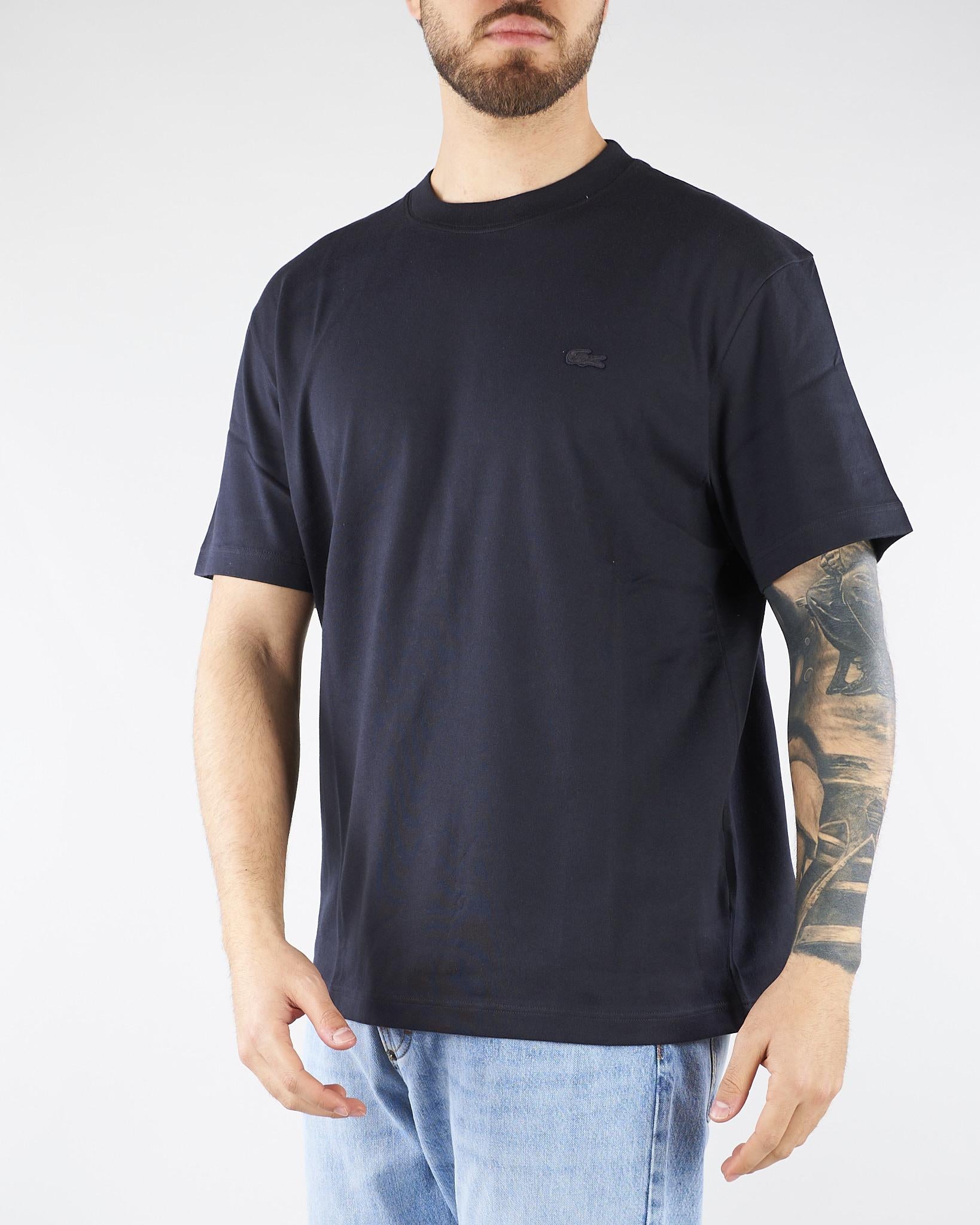 T-shirt Blu in cotone con stampa sul retro TH1750 350 LACOSTE 