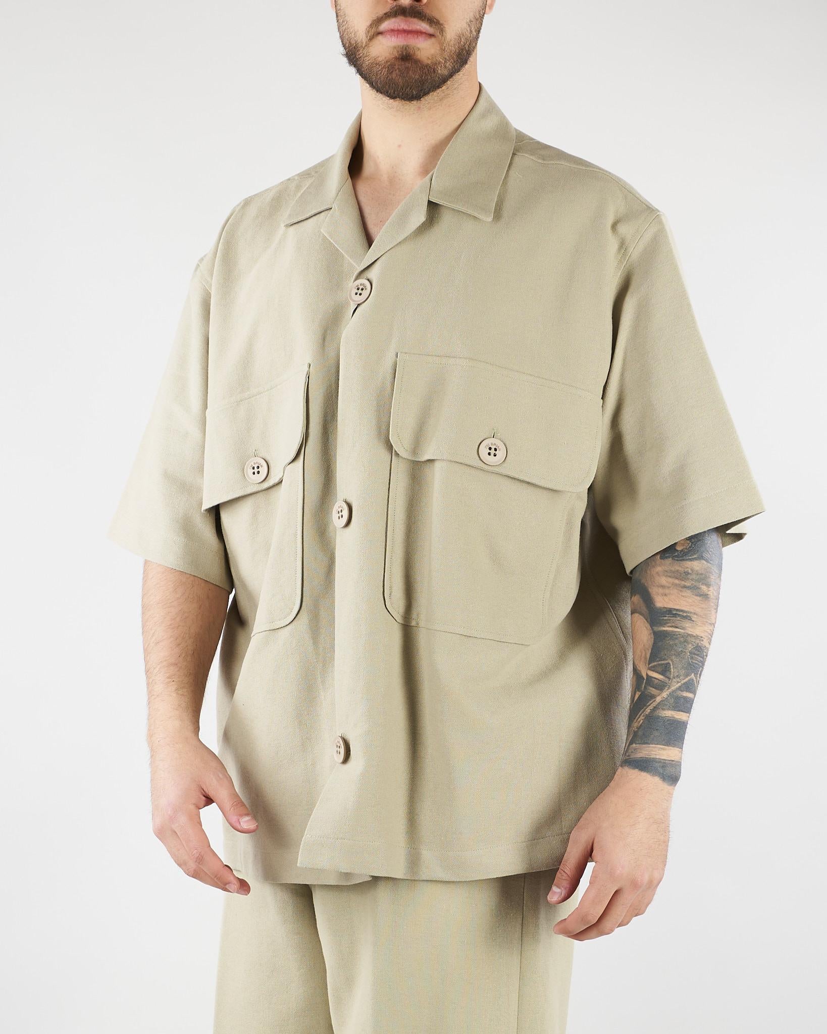 Camica Sabbia Oversize in puro cotone e lino CA3635 55 I'M BRIAN 