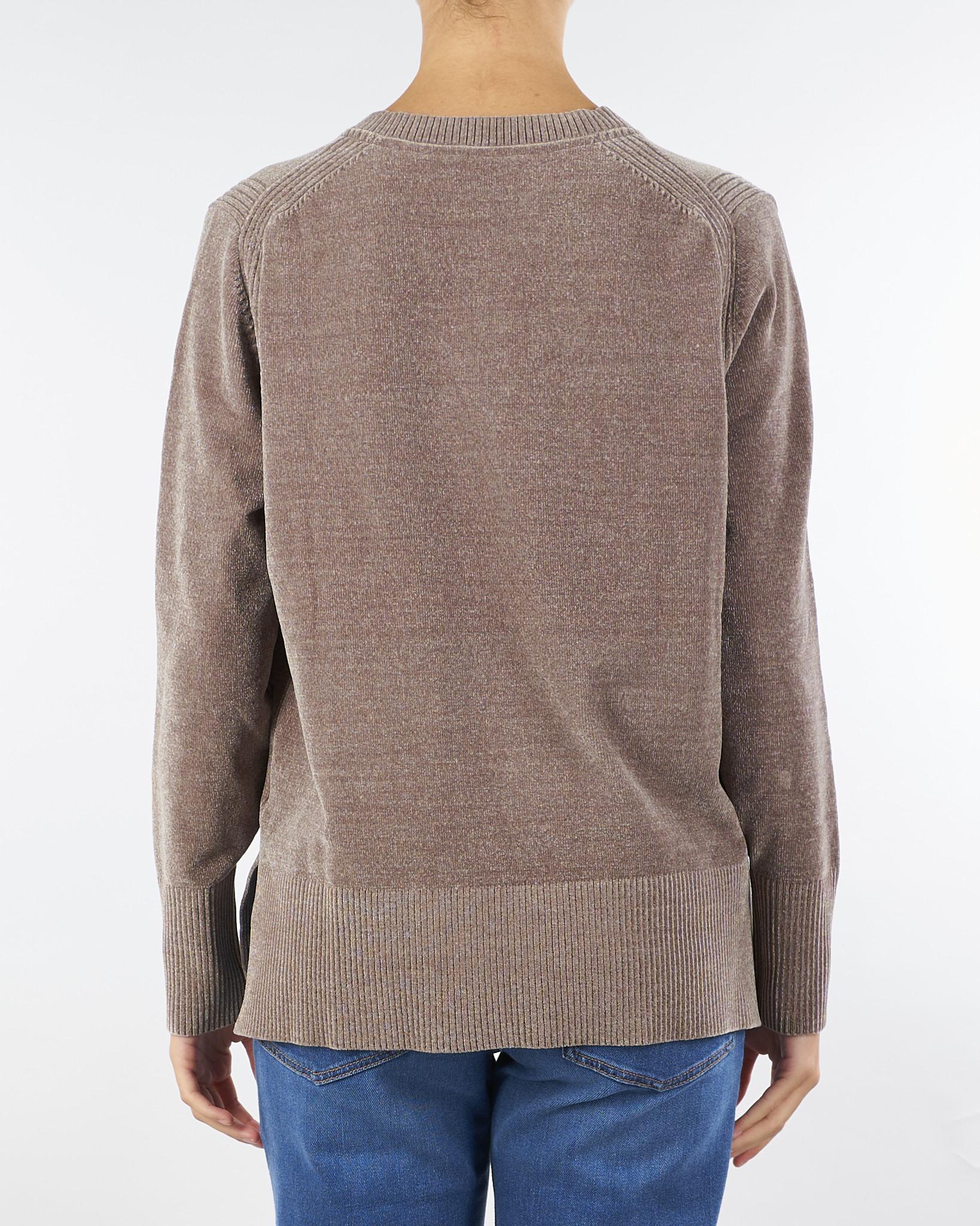 Maglia Tortora Velvet Vent V-Neck Wom Knit W25634 87 RRD 