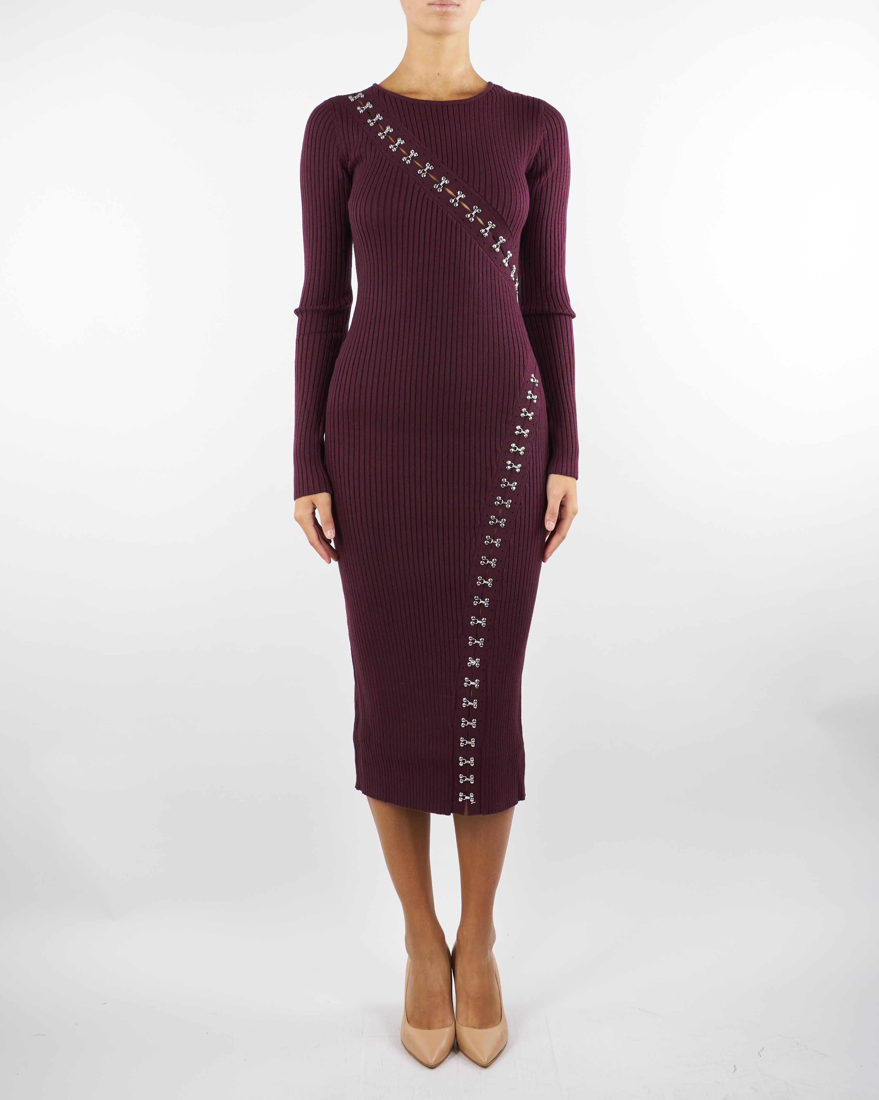 Abito Bordeaux midi glam rock in maglia 2A2960K291 M536 PATRIZIA PEPE 