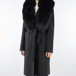 Cappotto Nero con inserti in vera pelliccia CD1227 99 YES LONDON 
