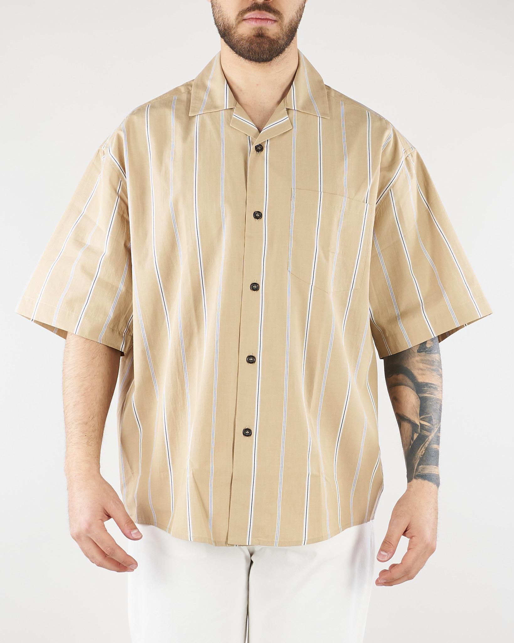 Camicia Beige a righe in cotone Relaxed fit G0921580 RA11 PAOLO PECORA 