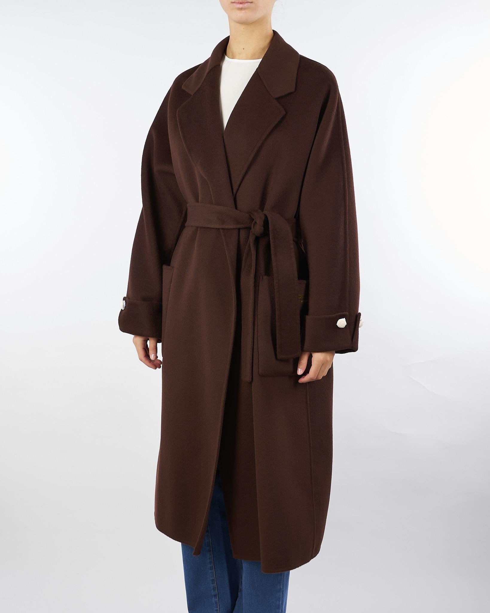 Cappotto Coffee in panno di lana double CP68D56E2 EA3 ELISABETTA FRANCHI 