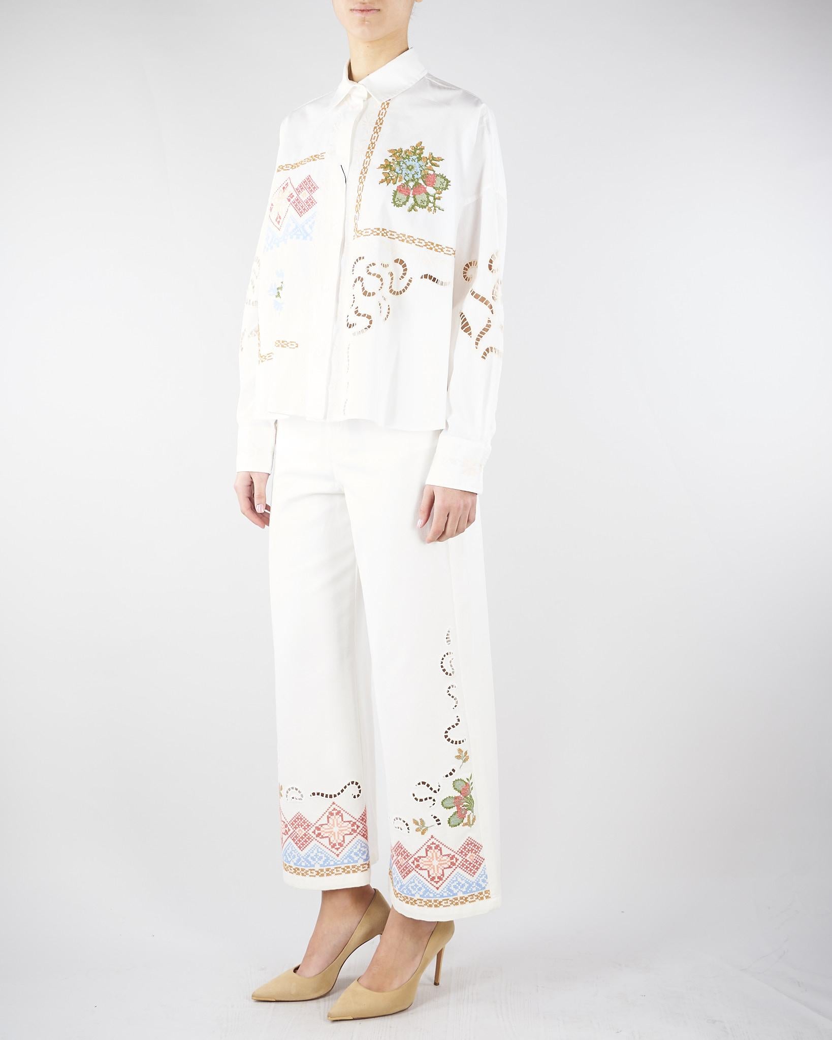 Camicia Bianco in cotone con pizzo e ricami WKDFONTE 1 MAX MARA WEEKEND 