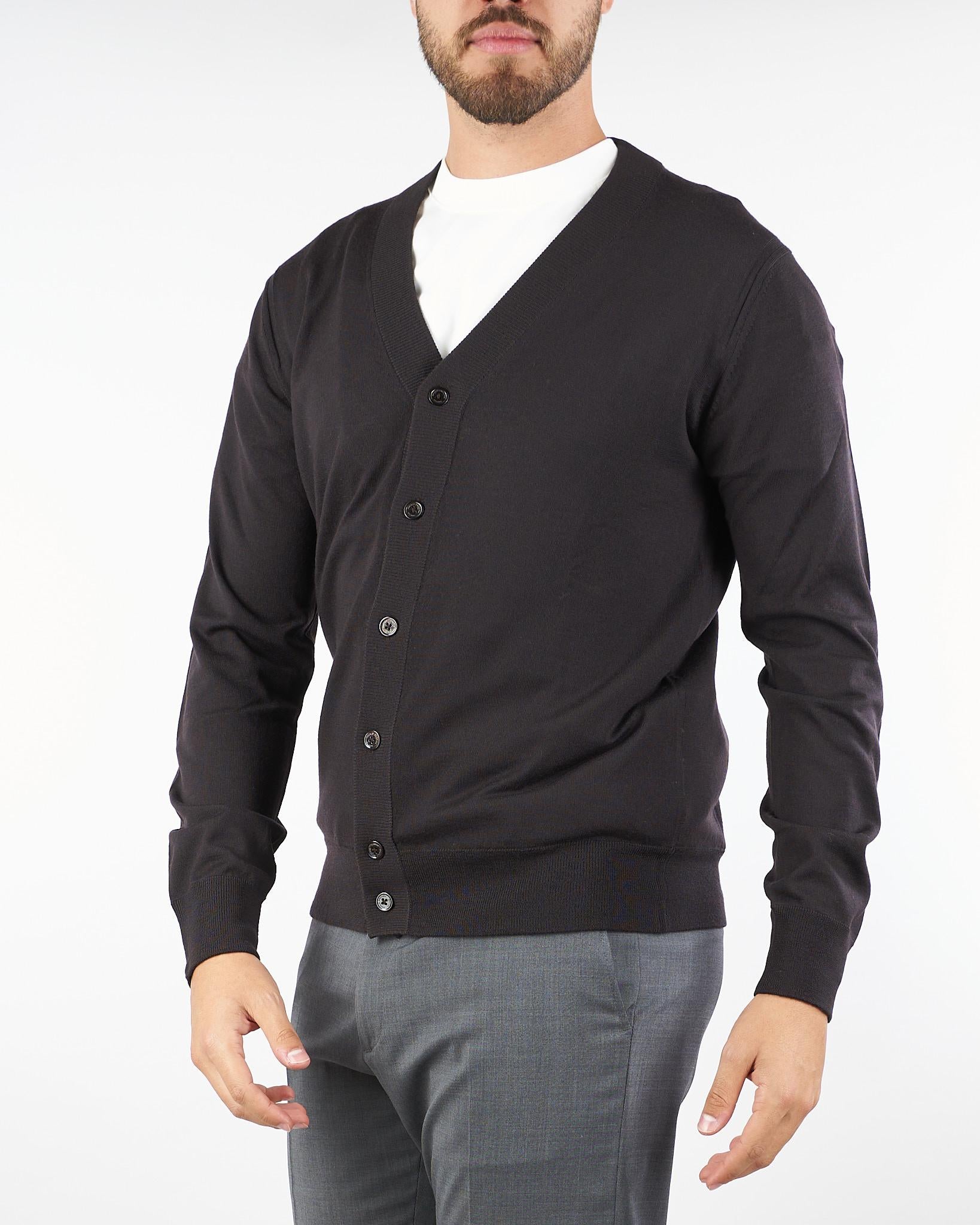 Cardigan Marrone in pura lana merinos finezza 16 A005F001 2358 PAOLO PECORA 