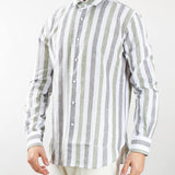 Camicia a righe multicolor in lino Delsiena