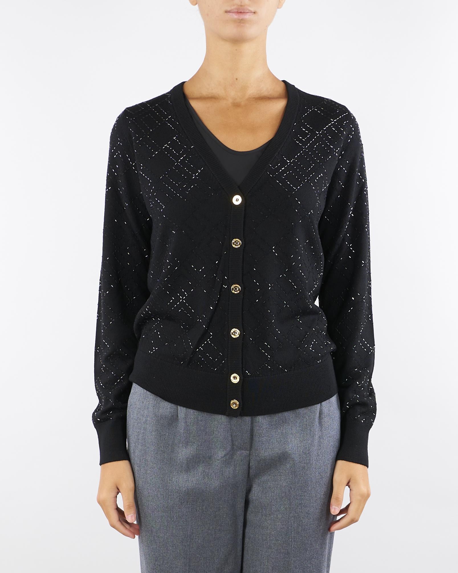 Cardigan Nero in lana con cristalli MK26B56E2 188 ELISABETTA FRANCHI 