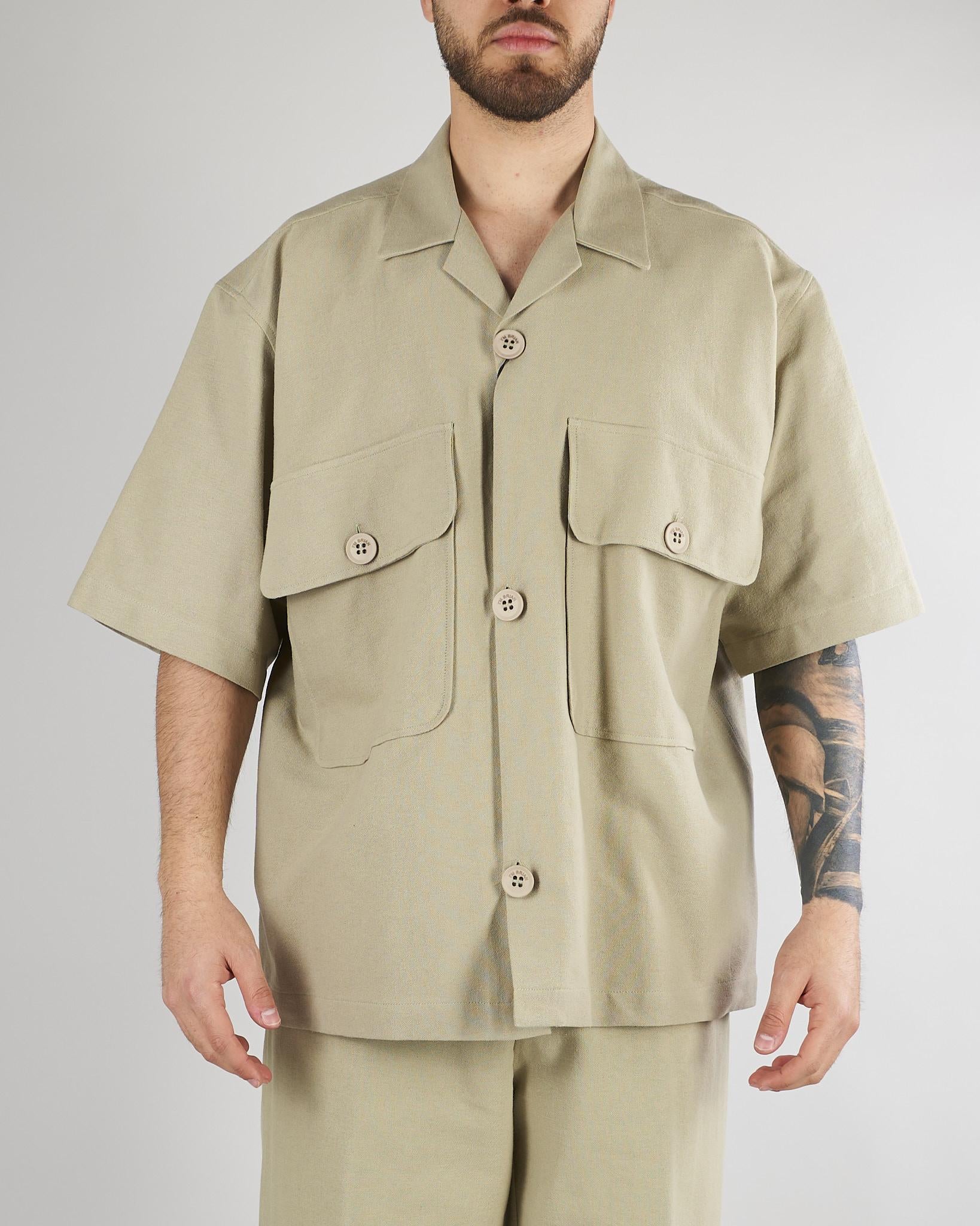 Camica Sabbia Oversize in puro cotone e lino CA3635 55 I'M BRIAN 