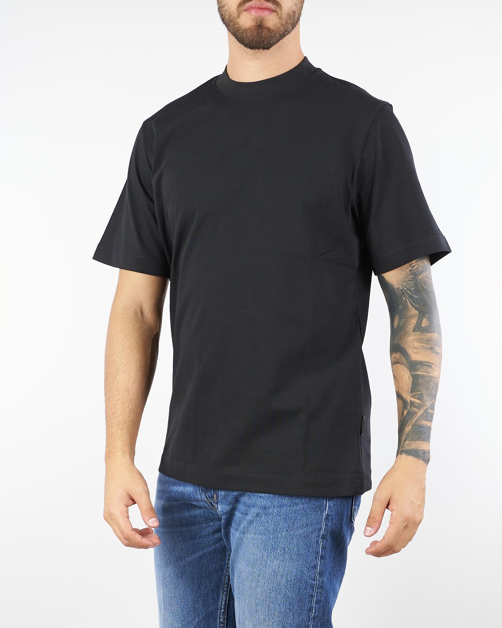 T-shirt Nero in cotone pesante XM4228 99 YES LONDON 