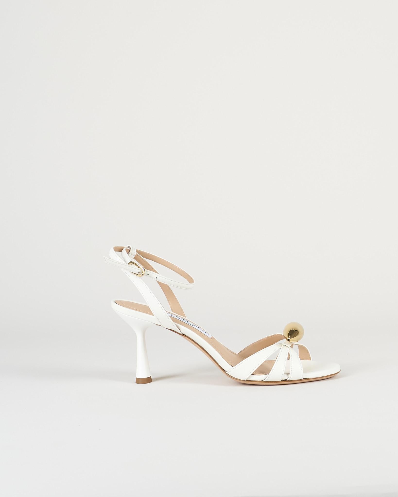 Sandalo Bianco in pelle con accessorio gold 7523 1 FRANCESCO SACCO 