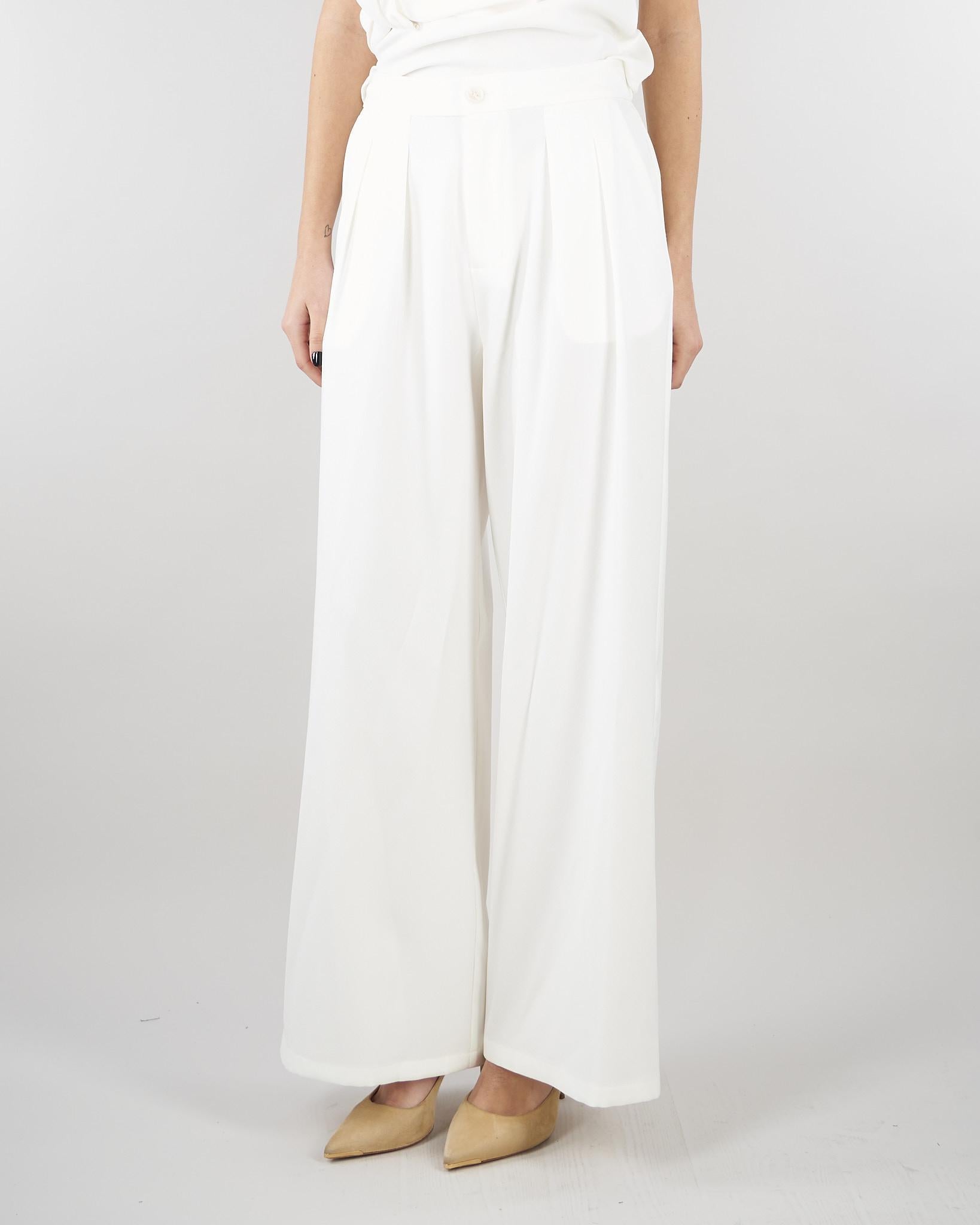 Pantalone Bianco wide leg con elastico SS260084 1 ELEH 
