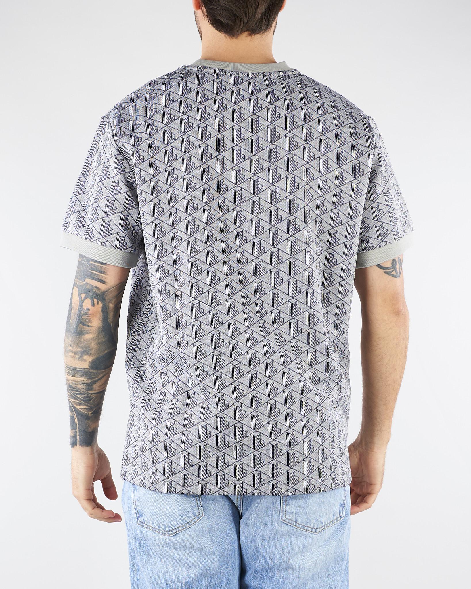 T-shirt Grigio slim fit con monogramma jacquard TH1197 41I LACOSTE 