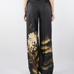 Pantalone Nero fluido in seta stampata MSEMAPPA 3 MAX MARA STUDIO 