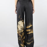 Pantalone Nero fluido in seta stampata MSEMAPPA 3 MAX MARA STUDIO 