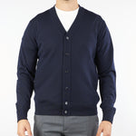 Cardigan Blu in pura lana merinos finezza 16 A005F001 6462 PAOLO PECORA 