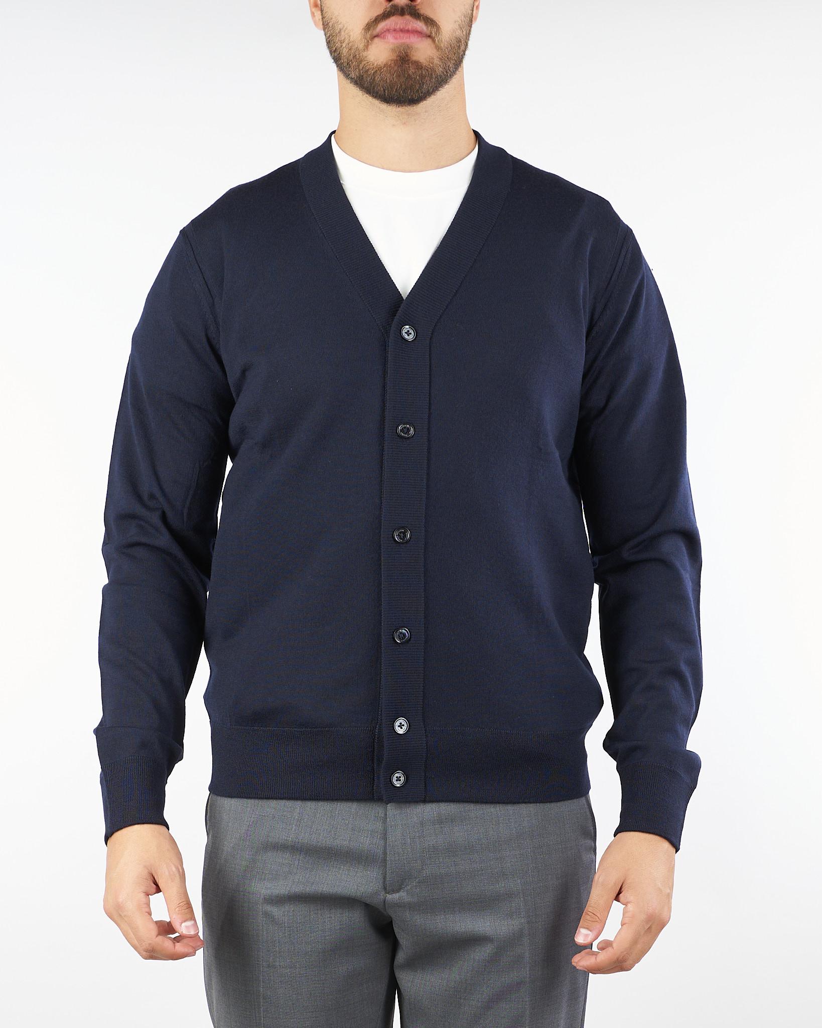 Cardigan Blu in pura lana merinos finezza 16 A005F001 6462 PAOLO PECORA 