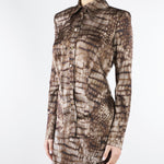 Camicia Cacao in raso con stampa alligatore CA13161E2 644 ELISABETTA FRANCHI 