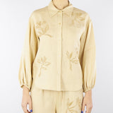 Camicia Sabbia in lino con ricami in paillettes