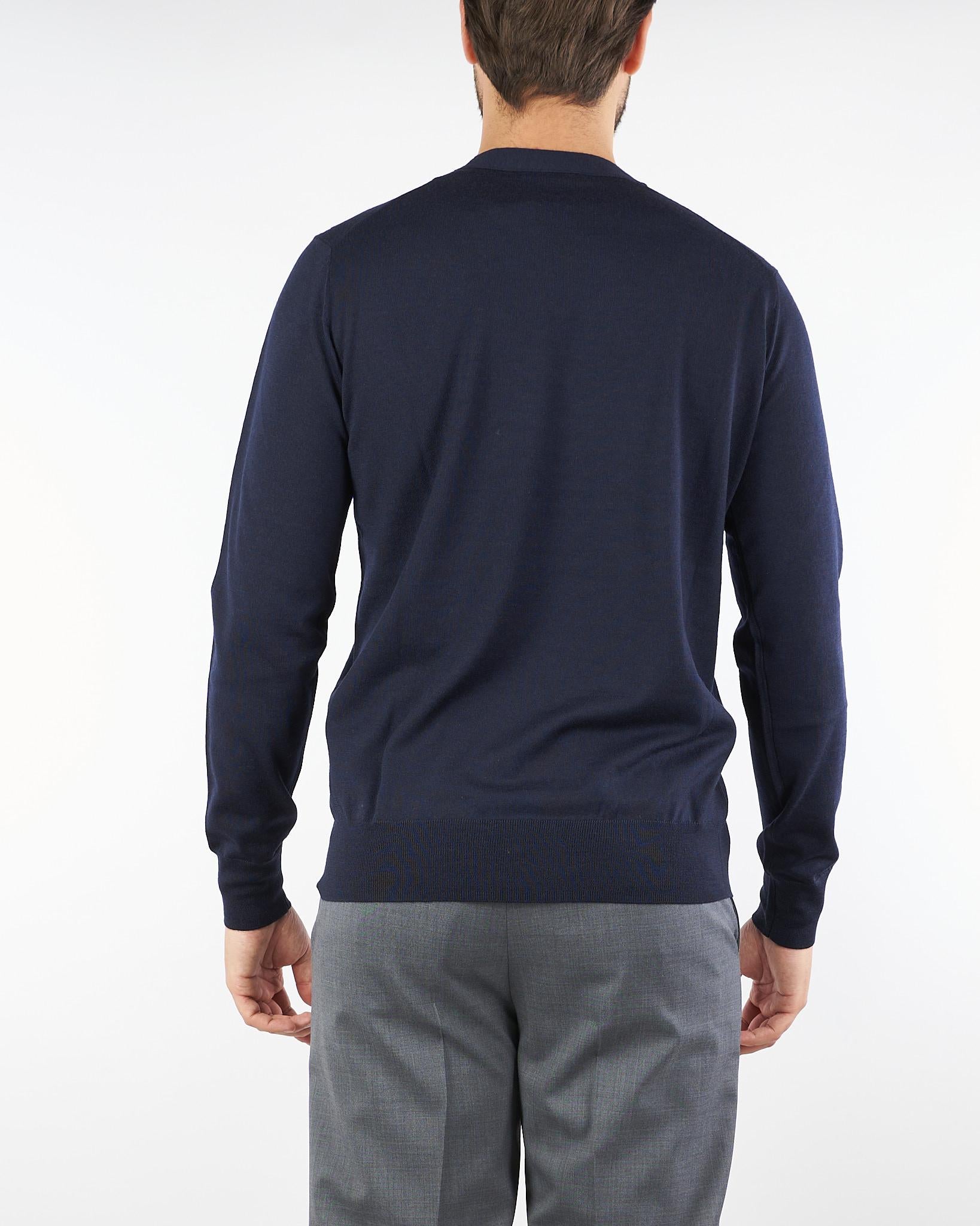 Maglia Blu in pura lana merinos finezza 16 A001F001 6462 PAOLO PECORA 