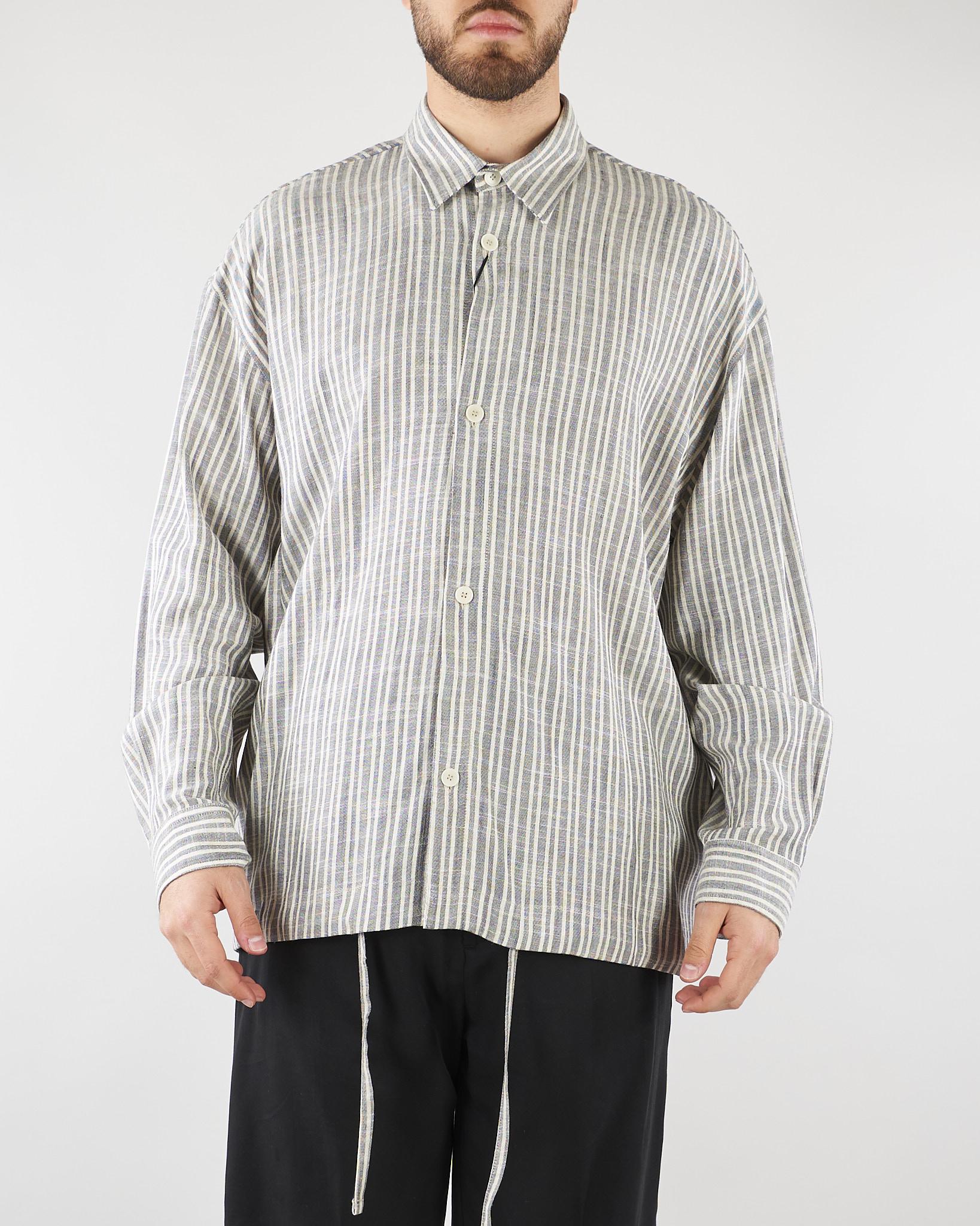 Camicia Grigio Oversize in lino a righe CA3620 28 I'M BRIAN 