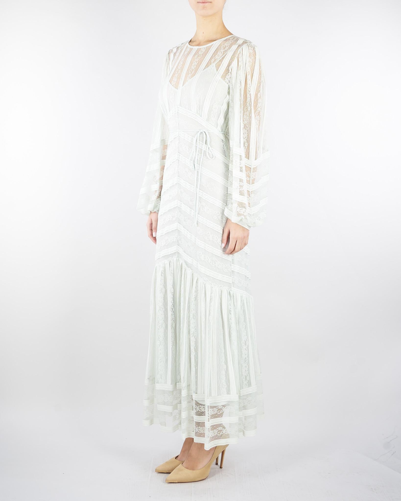 Abito lungo Verde Acqua in pizzo a righe TP2542 13162 TWIN SET 