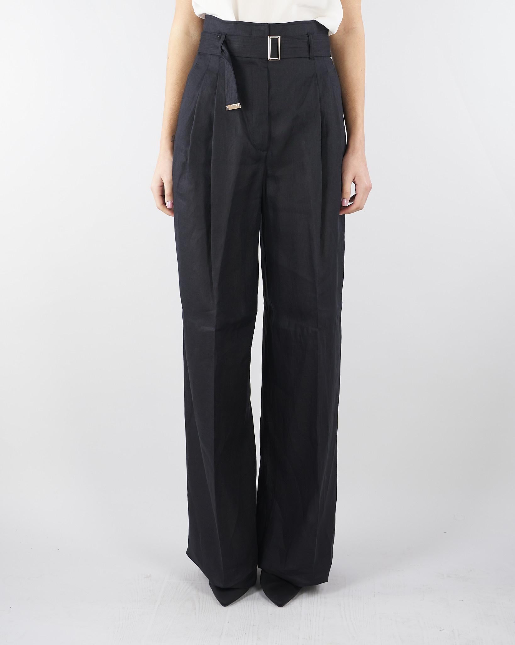 Pantalone Nero in tela di lino MSTMATERIA 35 MAX MARA STUDIO 