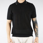 Polo Nero in maglia microforata con profili a contrasto B9AB0050 437 AMARANTO 