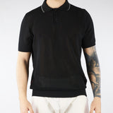 Polo Nero in maglia microforata con profili a contrasto B9AB0050 437 AMARANTO 