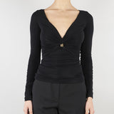 Maglia Nero in jersey con dettaglio gioiello MD02962E2 110 ELISABETTA FRANCHI 