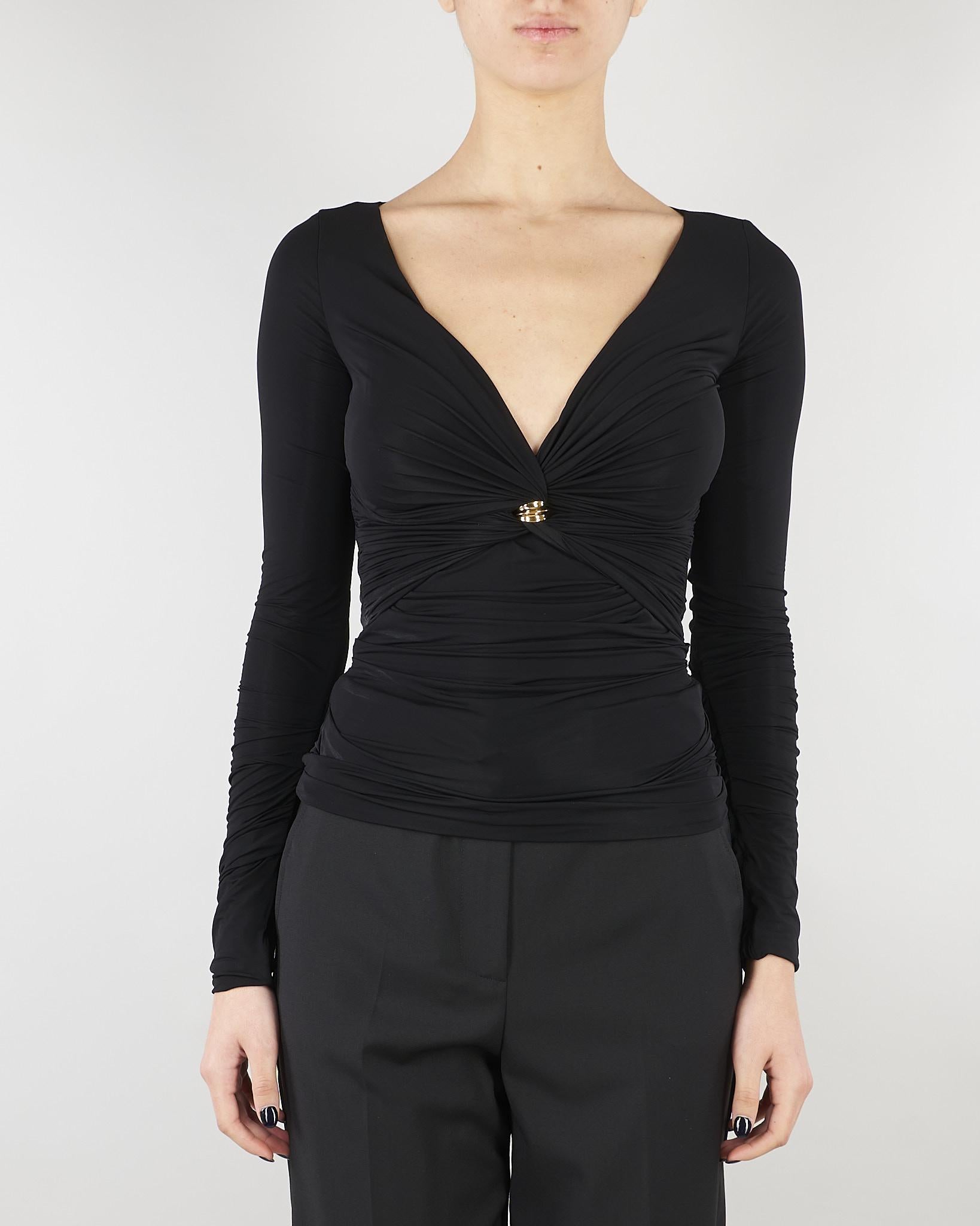 Maglia Nero in jersey con dettaglio gioiello MD02962E2 110 ELISABETTA FRANCHI 