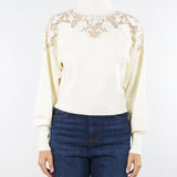 Maglia Dolcevita Panna con inserti in pizzo TP3406 282 TWIN SET 