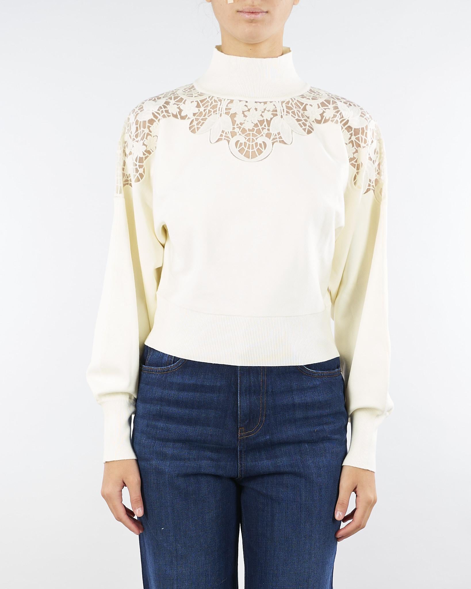 Maglia Dolcevita Panna con inserti in pizzo TP3406 282 TWIN SET 