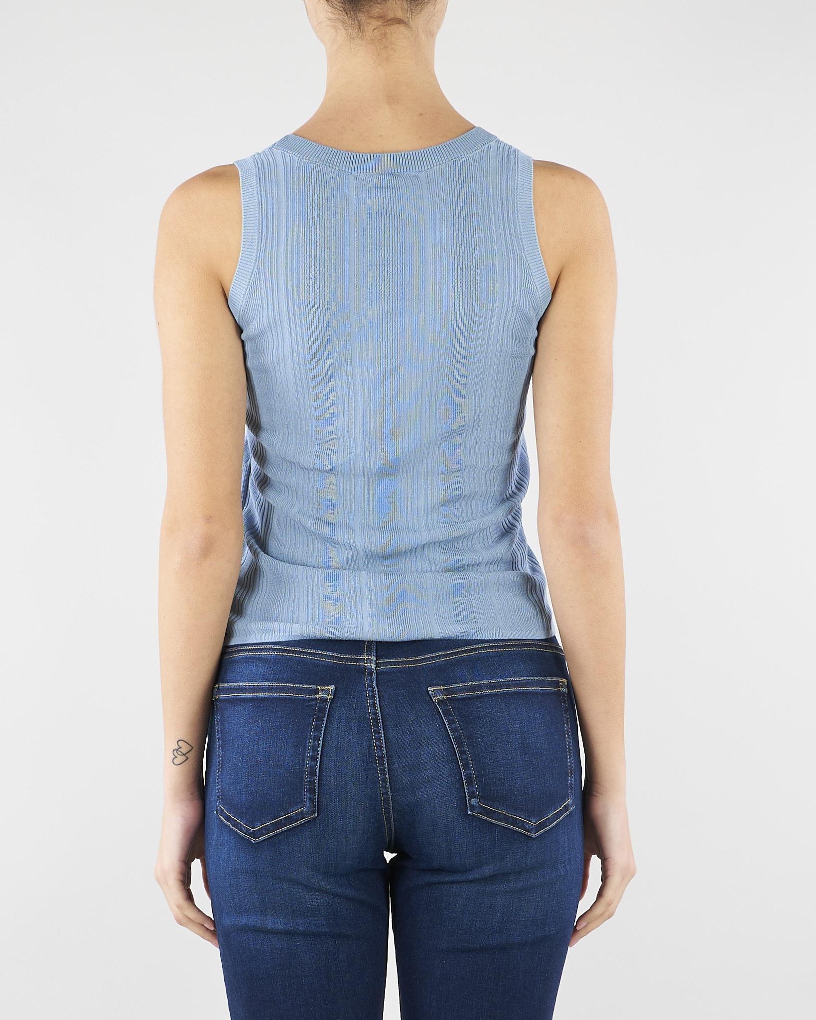 Maglia smanicata celeste in filato di viscosa WKDCOSE 5 MAX MARA WEEKEND 