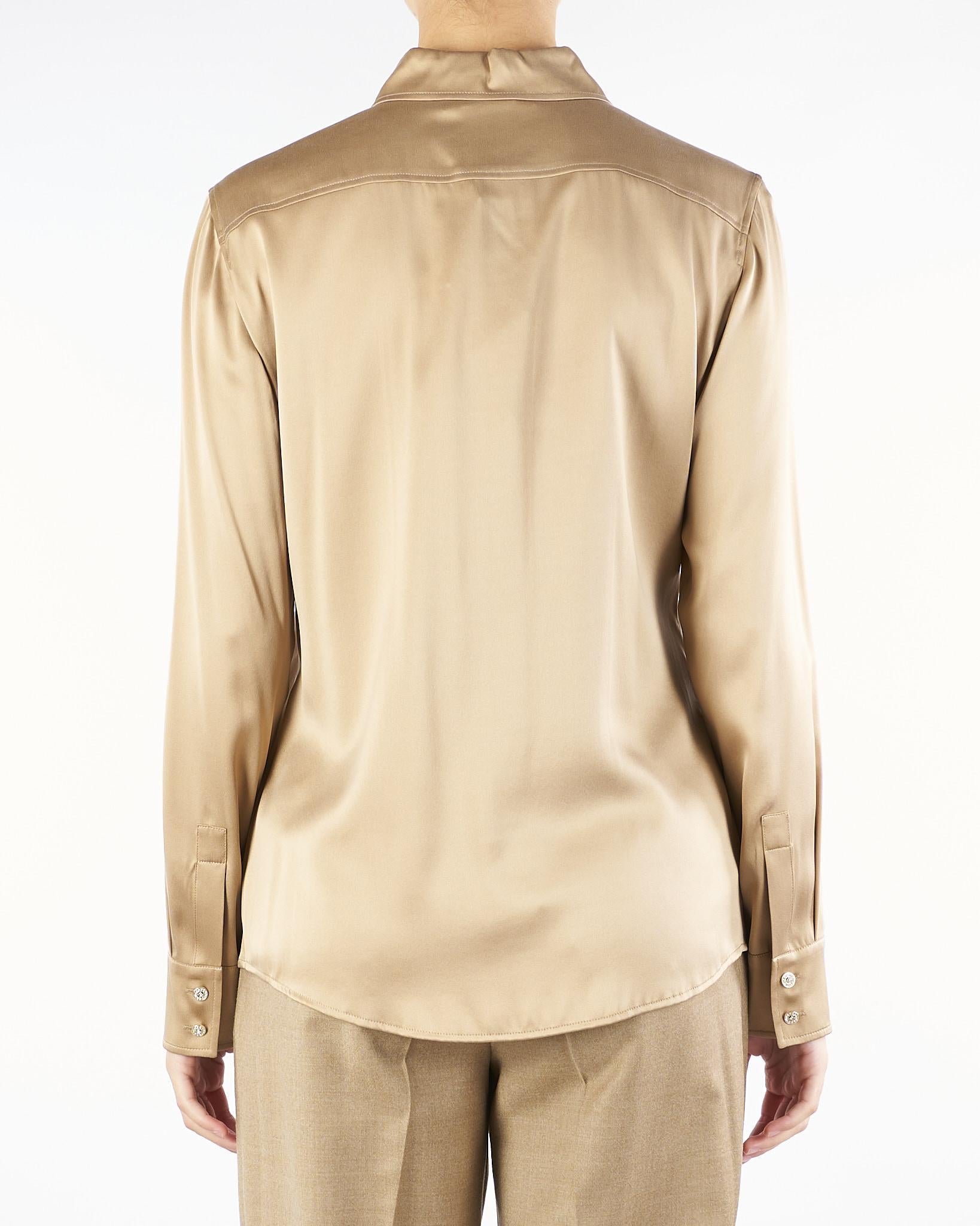 Camicia Beige classica in raso di seta XERO 91 MAX MARA STUDIO 