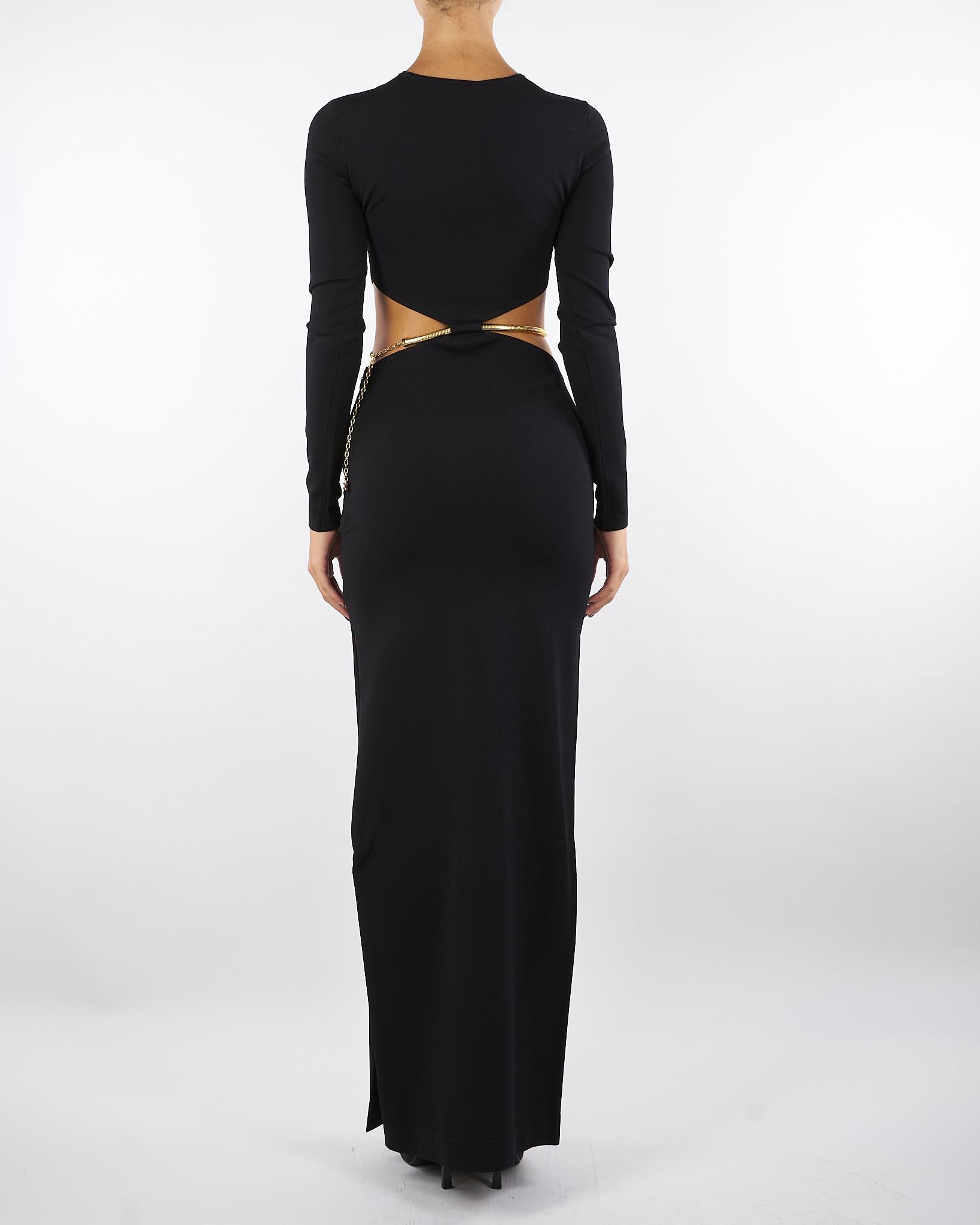 Abito Nero Red Carpet in maglia con snake gioiello AM24S56E2 110 ELISABETTA FRANCHI 