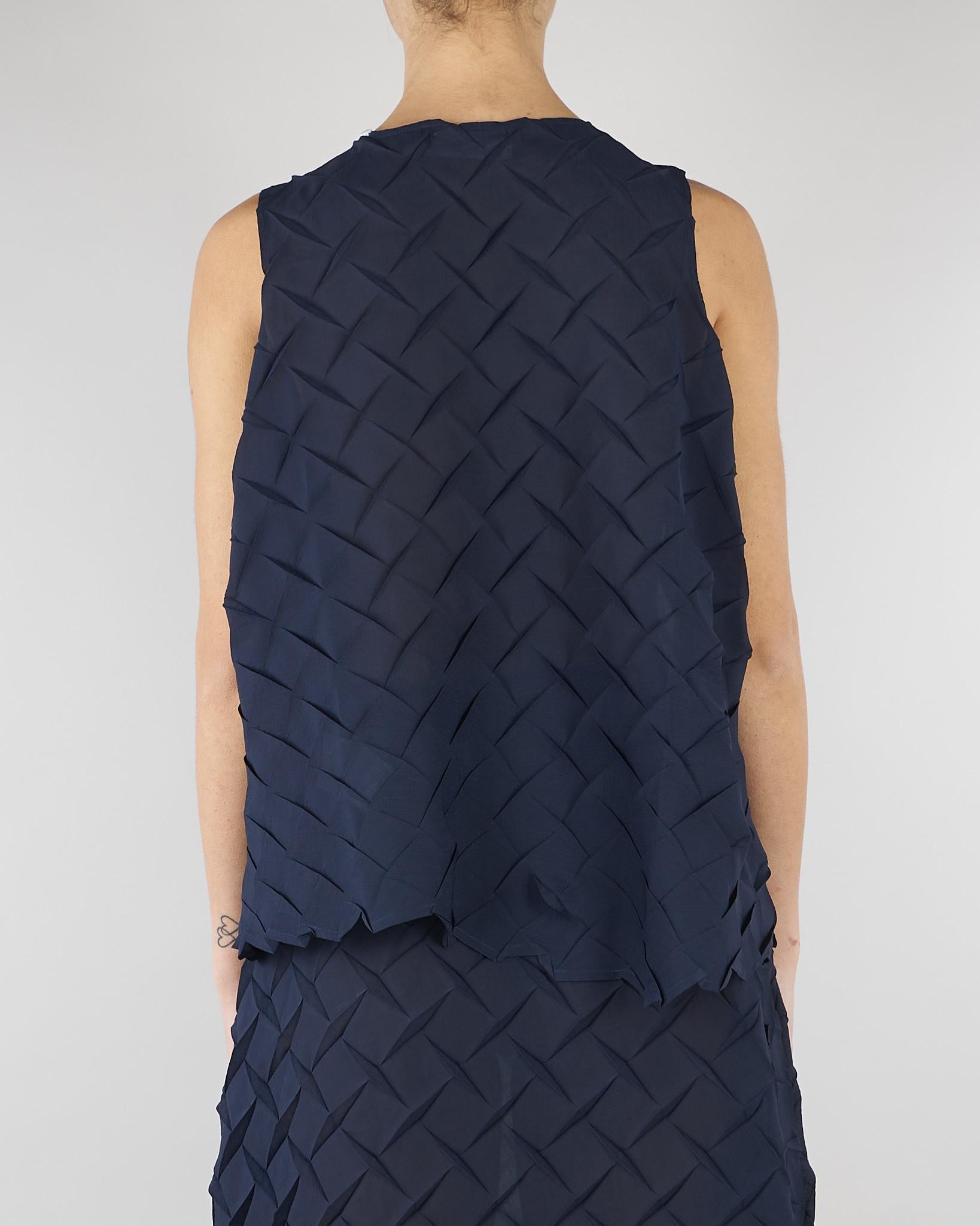Top jacquard Blu con fondo asimmetrico M6EY12 880 MEIMEIJ 