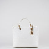 Borsa Tote Avorio media in jacquard con charms