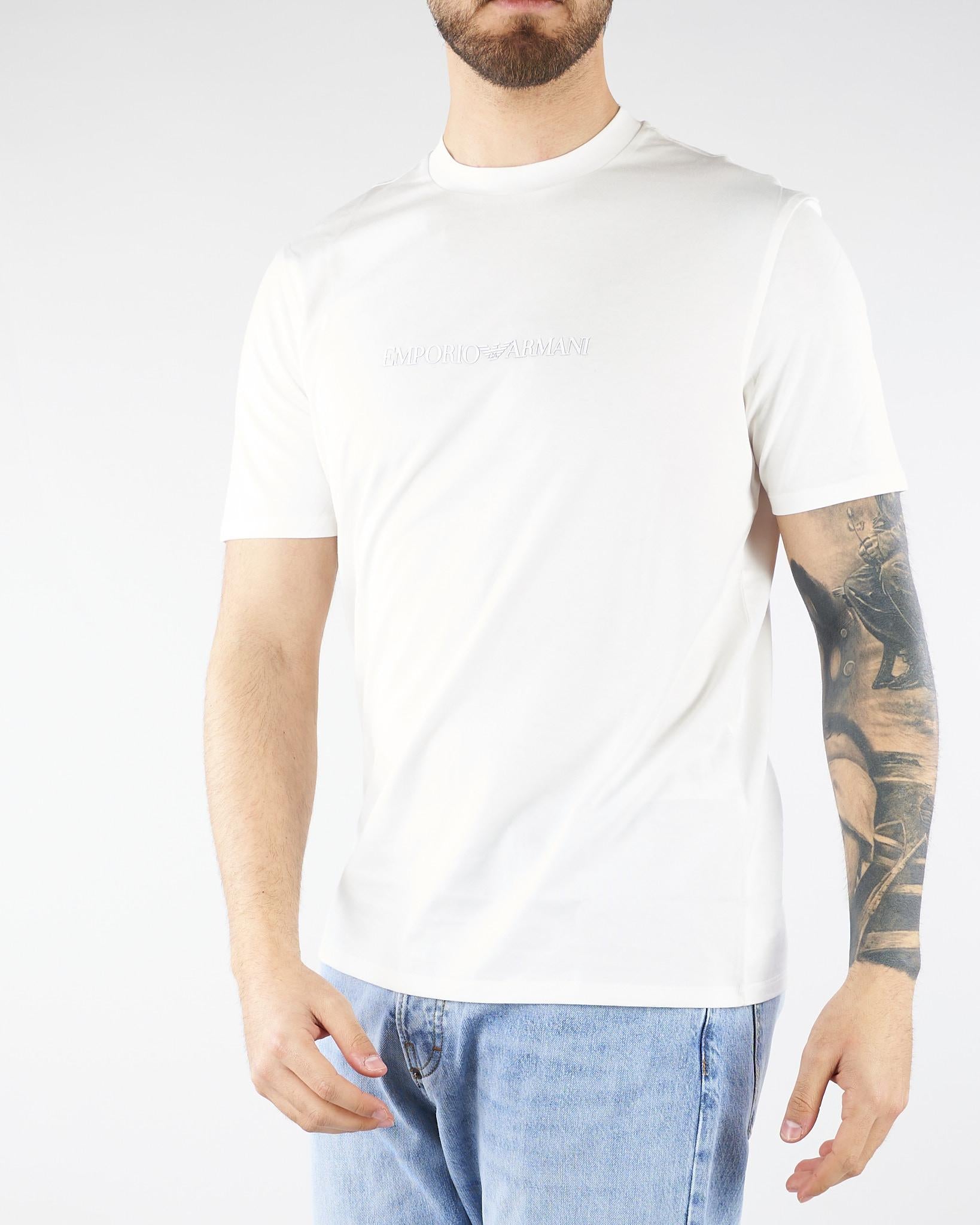T-shirt Bianco in jersey Pima con logo EM004583AF13669 M0307 EMPORIO ARMANI 