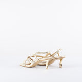 Sandali platino con tacco gold