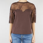 T-shirt Cioccolato in jersey con pizzo RA6132J5003 90913 BLUGIRL 