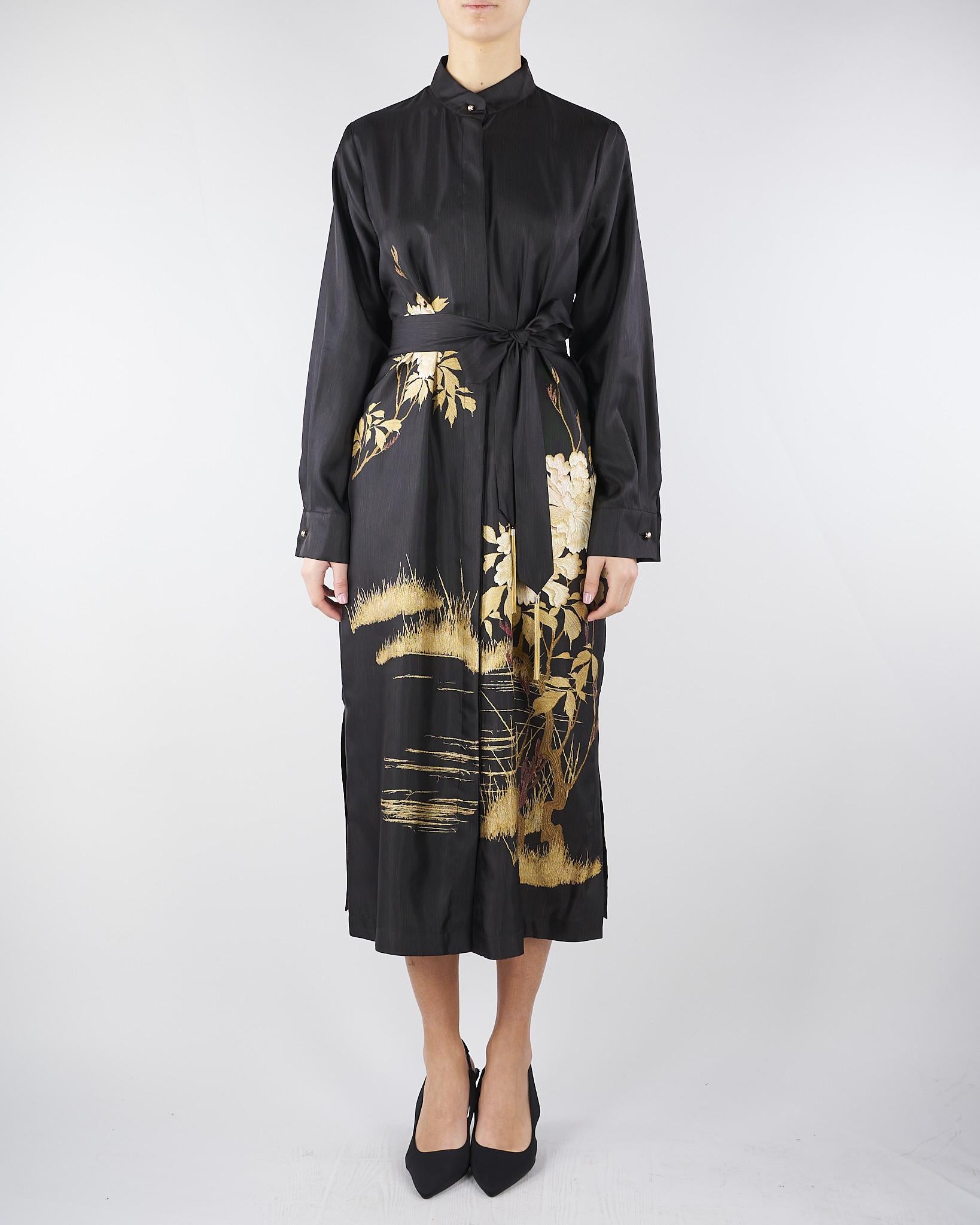 Abito Nero chemisier in seta stampata MSEFALANGE 3 MAX MARA STUDIO 