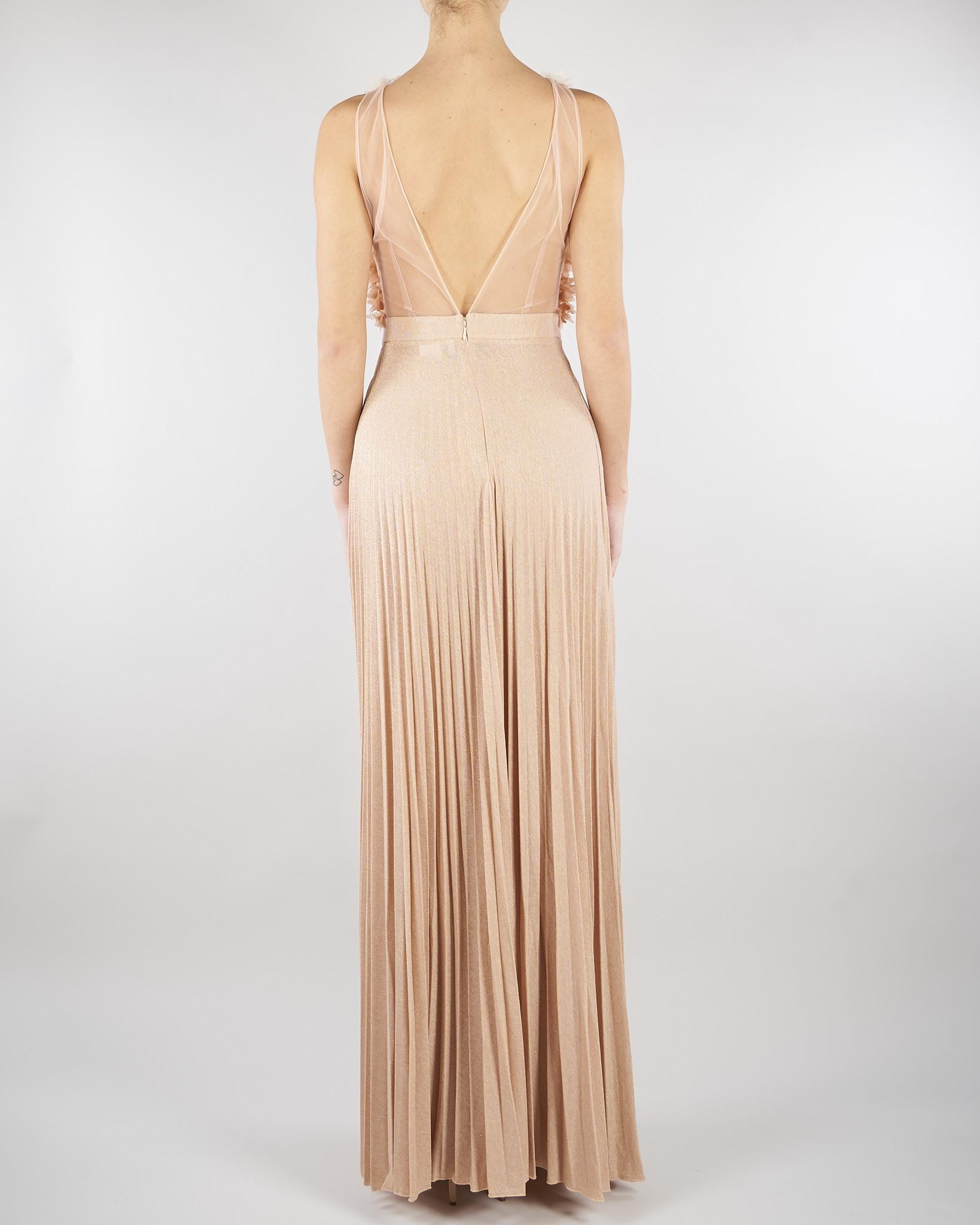Abito Carne-Burro Red Carpet in tulle e jersey lurex ABR4462E2 X81 ELISABETTA FRANCHI 