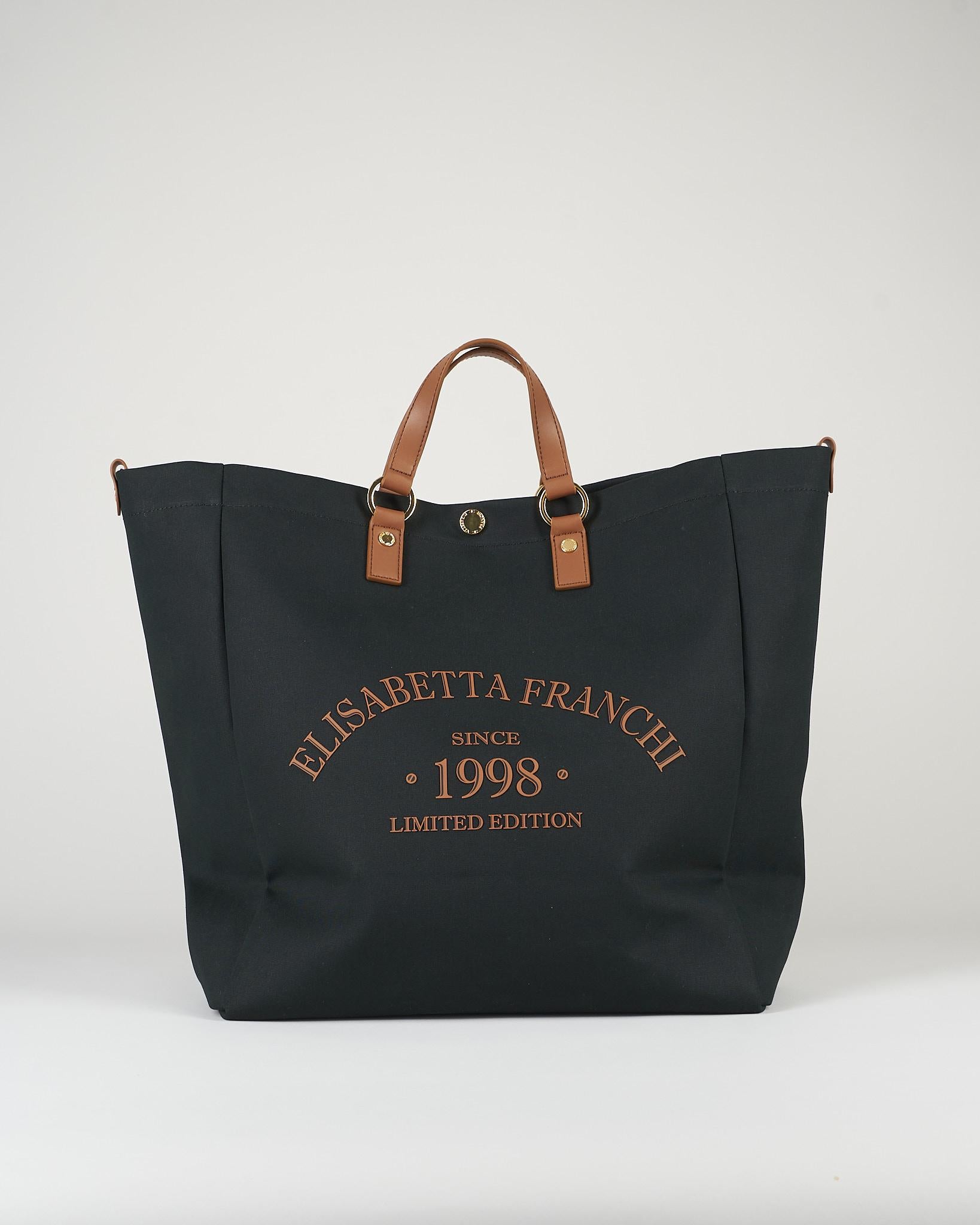 Tote Nero-Cuoio in canvas BS14A62E2 B58 ELISABETTA FRANCHI 