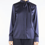 Blusa Blu in raso di seta GILLES 9 MAX MARA STUDIO 
