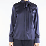 Blusa Blu in raso di seta GILLES 9 MAX MARA STUDIO 