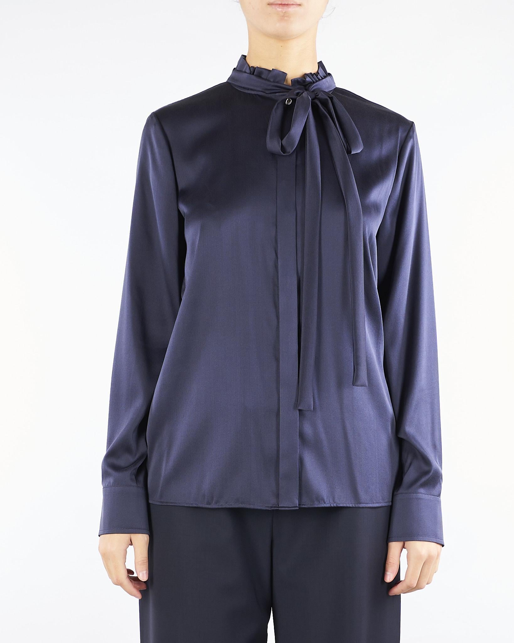 Blusa Blu in raso di seta GILLES 9 MAX MARA STUDIO 
