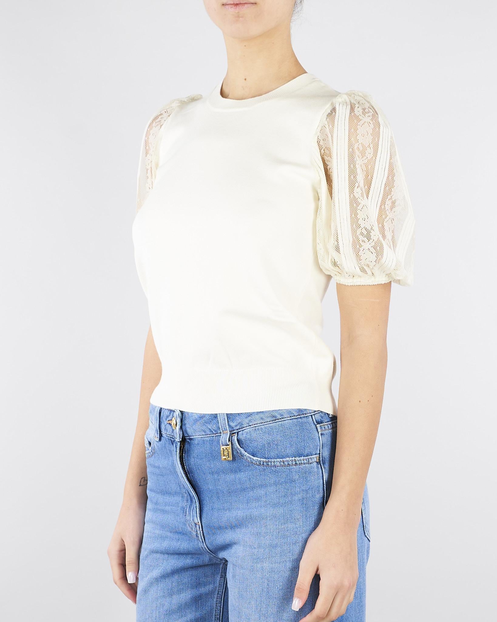 Maglia Burro con maniche corte in pizzo TP3431 59 TWIN SET 