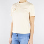 T-shirt Crema con ricamo fiore TP2080 7222 TWIN SET 