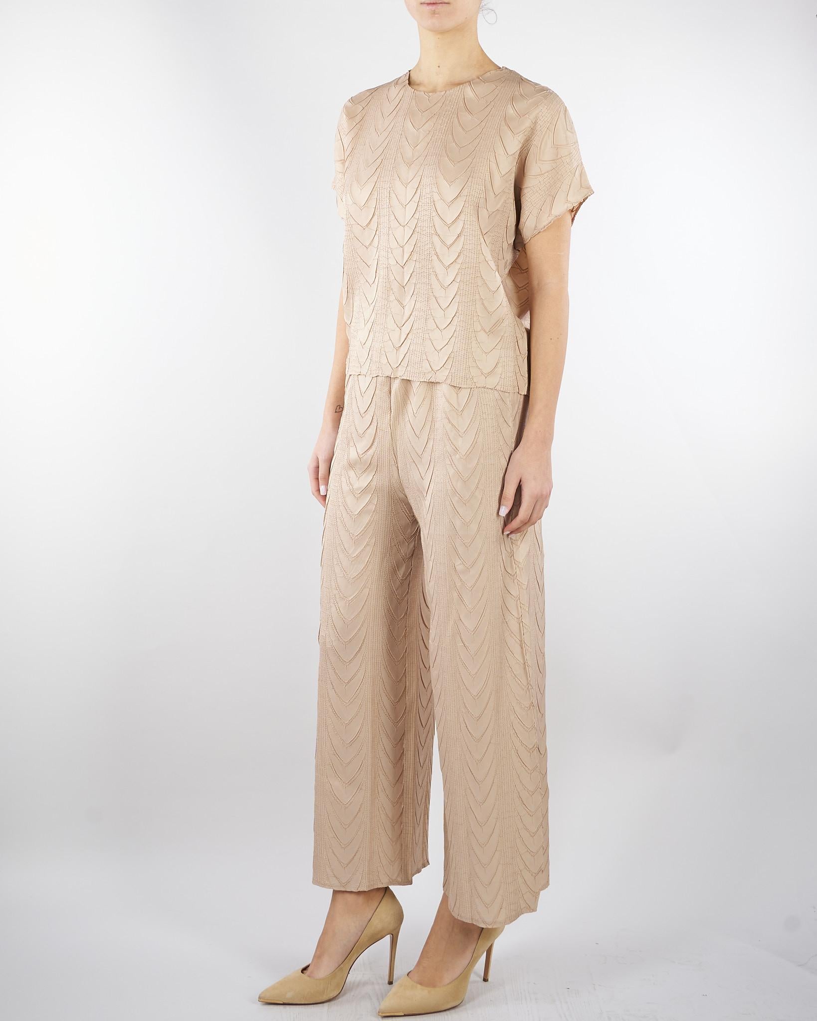 Blusa Beige plissettata disegno treccia M6PY00 435 MEIMEIJ 