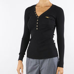 Maglia Nero a costine con taschino MK12B56E2 110 ELISABETTA FRANCHI 